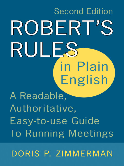 Title details for Robert's Rules in Plain English 2e by Doris P. Zimmerman - Available